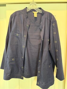 Multiples Navy Eyelet-Detail Open Jacket-size L-like new